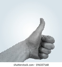 Vector dotted thumb up background.