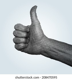 Vector dotted thumb up background.