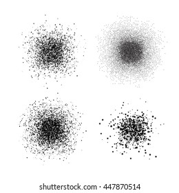 Vector dotted, triangle and stars abstract halftone circle set on background.