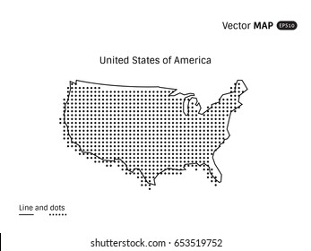 Vector Dotted United States of America Map isolated on white background