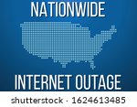 Vector dotted USA map with nationwide internet outage lettering background