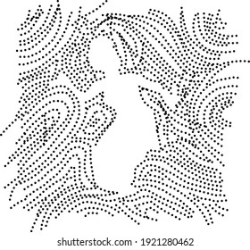 Vector of dotted woman dancing
