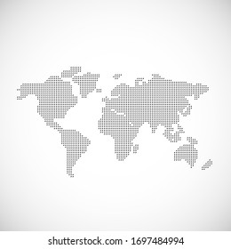 Vector Dotted World Map Background Light and Dark for Presentations. Continents: Europe, Asia, Australia, America, Africa