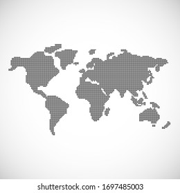 Vector Dotted World Map Background Light and Dark for Presentations. Continents: Europe, Asia, Australia, America, Africa