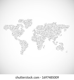 Vector Dotted World Map Background Light and Dark for Presentations. Continents: Europe, Asia, Australia, America, Africa