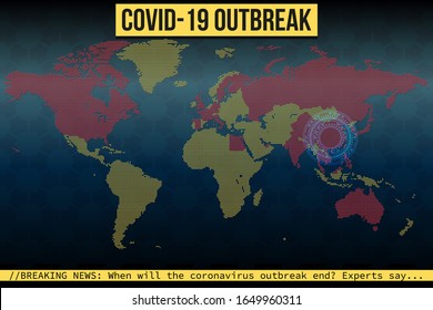 Vector dotted World map with COVID-19 coronavirus outbreak infographics illustration template