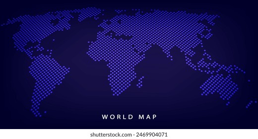 Vector of dotted world map in futuristic style, concept of communication world. dot and structure. Global export and import airlinnes. design illustration.