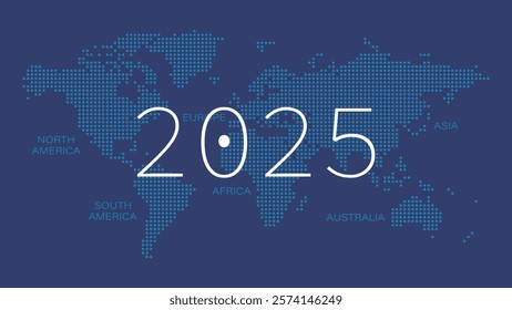 Vector dotted World Map. North, South America, Europe, Asia, Africa, Australia. Illustration for 2025 year infographics, web design, global business, destinations, presentation