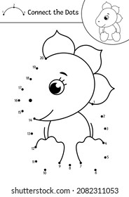 Vector dot-to-dot and color activity with cute baby dinosaur in egg. Prehistoric connect the dots game for children. Funny math coloring page for kids with little dino
