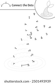 Vector dot-to-dot and color activity with cute mermaid tail. Ocean kingdom connect the dots game with sea princess. Marine coloring page for kids. Underwater printable worksheet
