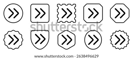 Vector double arrow chevron right icon. Perfect for app and web interfaces, infographics, presentations, marketing, etc.