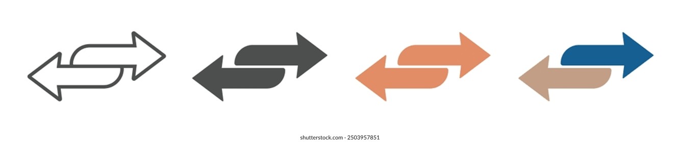 Vector doble flecha iconos en cuatro direcciones conjunto