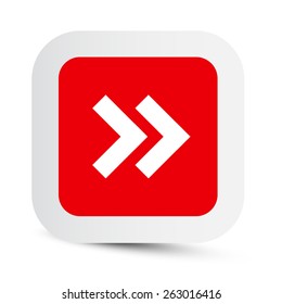 Vector Double Arrow in Red Paper Rounded Corners Square
