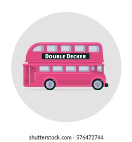 Vector double decker bus england icon illustration pink