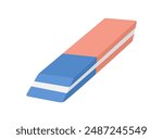 Vector double eraser for erasing ink, pen and pencil marking. Stationery tool of red and blue rubber. Eraser icon isolated on white background. Gummy vinyl accessory. Flat vector illustration