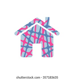 Vector double exposure house icon. Colorful lines double exposure illustration.