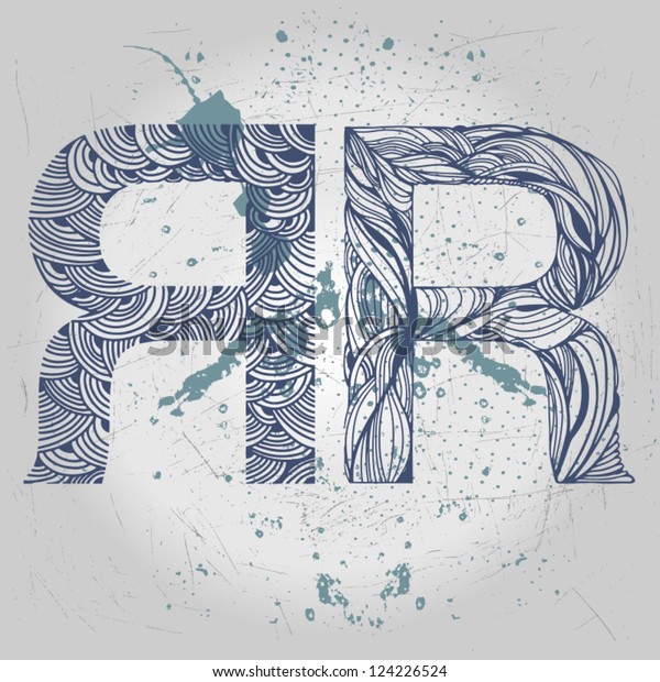 Vector Double Graphic Letters R Background Stock Vector (Royalty Free ...