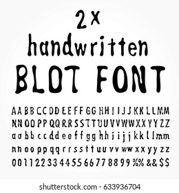 vector double handwritten ink font with stains