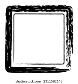 vector double line rectangle frame from black crayon, at white background
