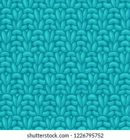 Vector Double Moss Stitch Pattern. American Moss Stitch. Сotton hand-knitted fabric material. High detailed knitting boundless background. Hand-drawn light blue cotton knitwear.