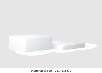 vector double square podium, abstract geometric empty stages, exhibit displays