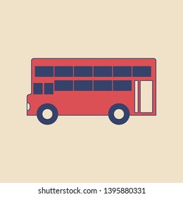 Vector double-decker bus in modern flat style on light background. Poster with double-decker bus