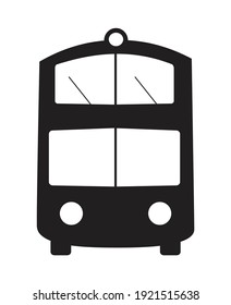 Vector double-decker bus silhouette object element retro of transport City icon symbol isolated black item on a white background