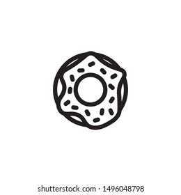 Vector doughnut with frosting icon. Flat illustration of doughnut isolated on white background. Icon vector illustration sign symbol.