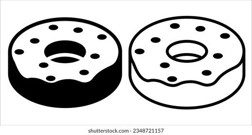 VECTOR DOUGHNUT ICON IN STROKE AND FILL VERSION