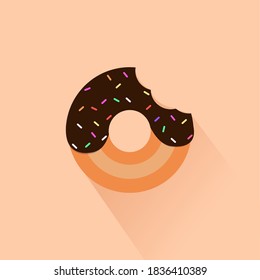 vector doughnut with melted chocolate topping sprinkled with sprinkles in cute style