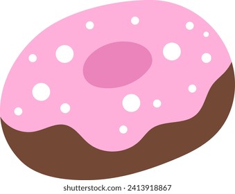 Vector doughnut with pink icing. Fairytale themed birthday dessert. Cute magic candy bar design element. Sweet bakery icon
