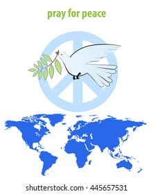Vector. Dove with branch and sign pacifists.