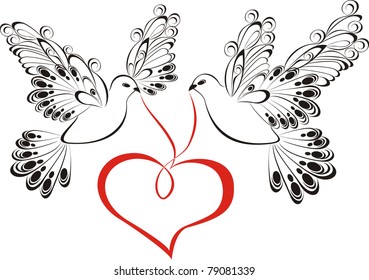 Vector Dove With Heart Shaped