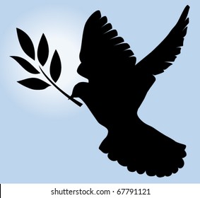 vector dove with olive branch