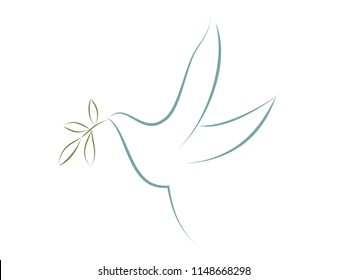 Vector dove with olive leaves. Symbol of peace