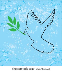 vector dove outline with olive branch