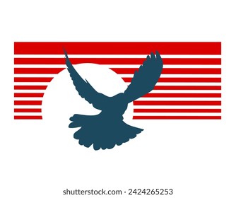 vector of dove in sunset flat design perfect for print, etc