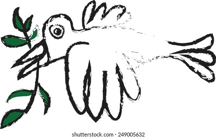 Vector dove whit olive branch. Symbol of peace and unity
