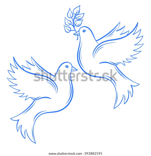 ベクター鳩 手描きの平和のハトイラストとオリーブの枝のハト 手描きの芸術的な装飾的な飛ぶ鳩 国際平和の日のはがき ハトの鳥 のベクター画像素材 ロイヤリティフリー
