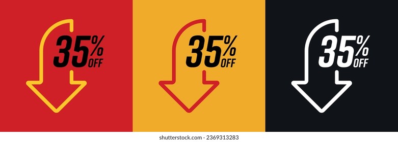 
Vector down arrow direction symbol of sale with 35% discount. To offer. Discount. Sales. Promotion