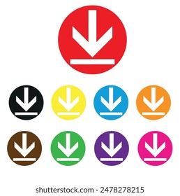 VECTOR DOWN ARROW. DOWNLOAD ICON. FASHION SYMBOL, WEB BUTTON FOR WEBSITE DESIGN. LOGO ILLUSTRATION