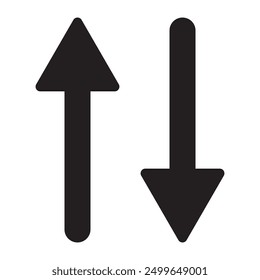 Vector up and down arrow set isolated on white background.