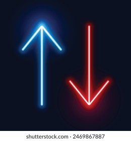 Vector Up And Down Arrows With Neon Style