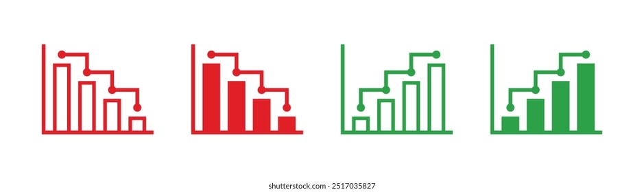 Ícone De Gráfico Vetor Para Cima E Para Baixo. Ícone De Gráfico Acima E Abaixo. Ícone de Diagrama de Crescimento