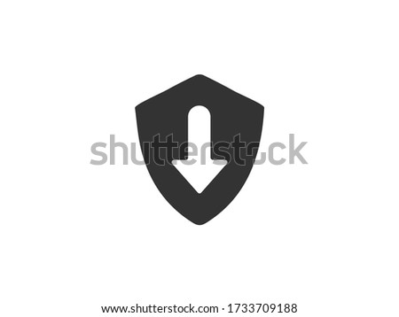 Vector Download Arrow & Shield Icon - Download Install Icon with Shield Security - Downloading Symbol 