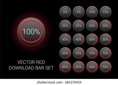 Vector download bar set red black