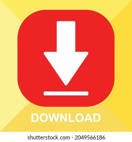 Vector Download Button: Download icon - vector download button, downloading sign symbol ( Yellow and Red Download Icon)