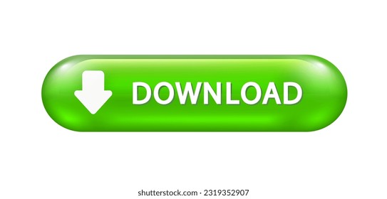 Download-Schaltfläche für Vektorgrafik. Einziger grüner glänzender Knopf für Website, Internet