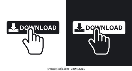 Vector download button. Two-tone version on black and white background