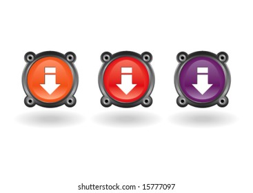 Vector download buttons on a white background